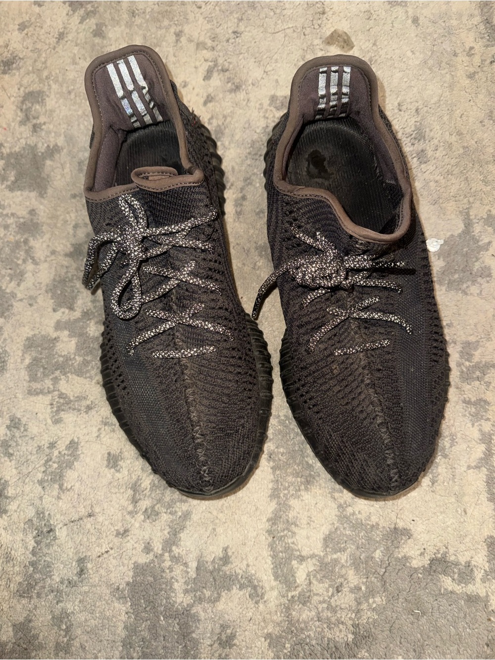 Black Knit Athletic Sneakers with Reflective Laces